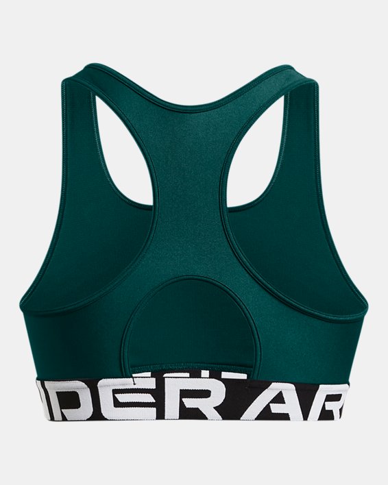 Women's HeatGear® Armour Mid Branded Sports Bra in Blue image number 10